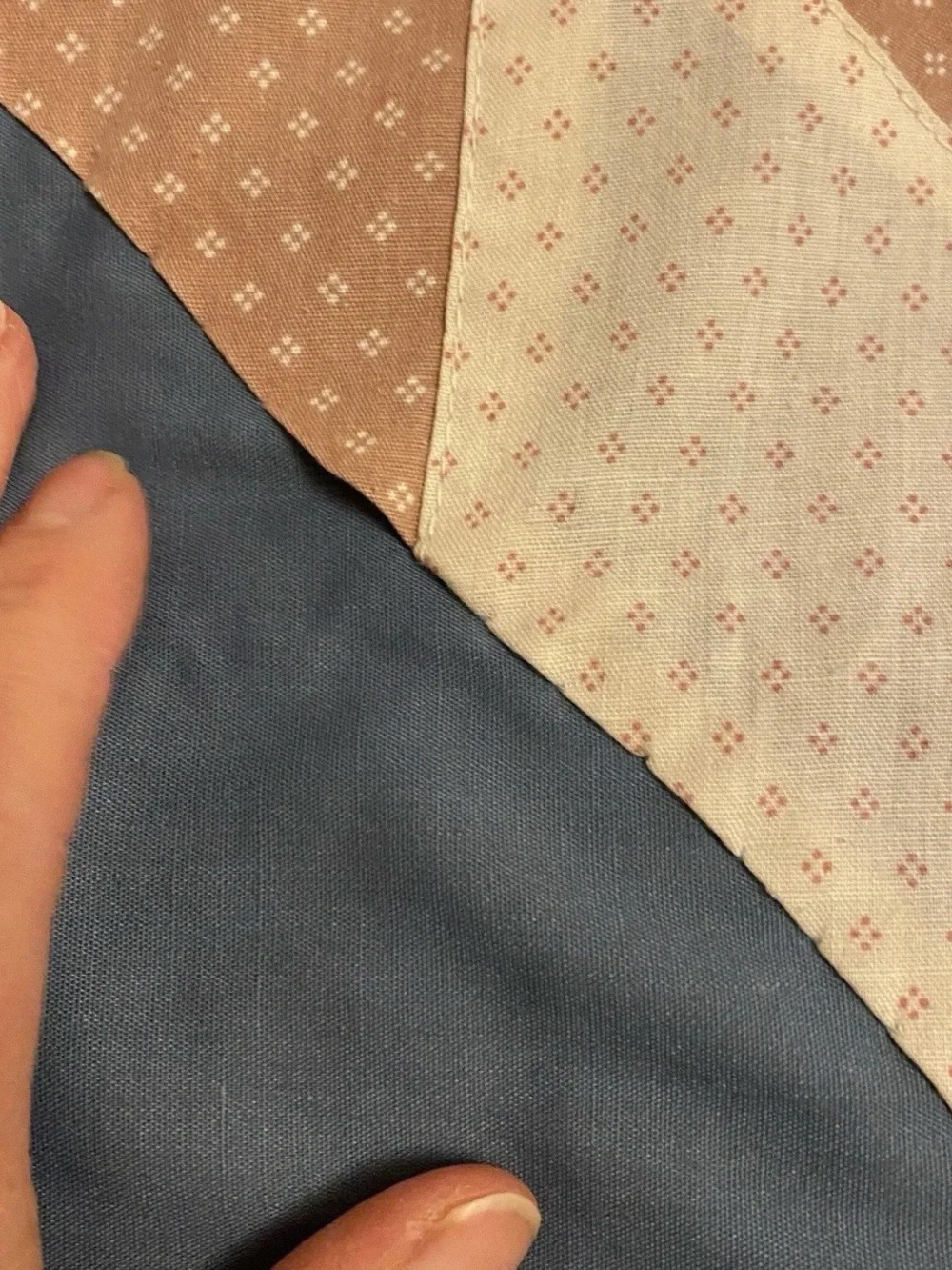Vintage Handmade Lone Star Quilt 62x67 Star Of Bethlehem Blue Pink Cotton